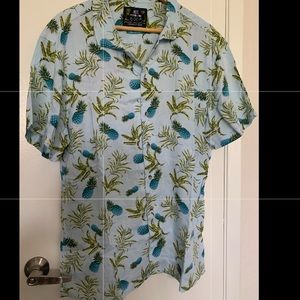 🔅{MBX Premium Goods} Men’s Resort Collection Blue Pineapple Print Shirt 🔅
